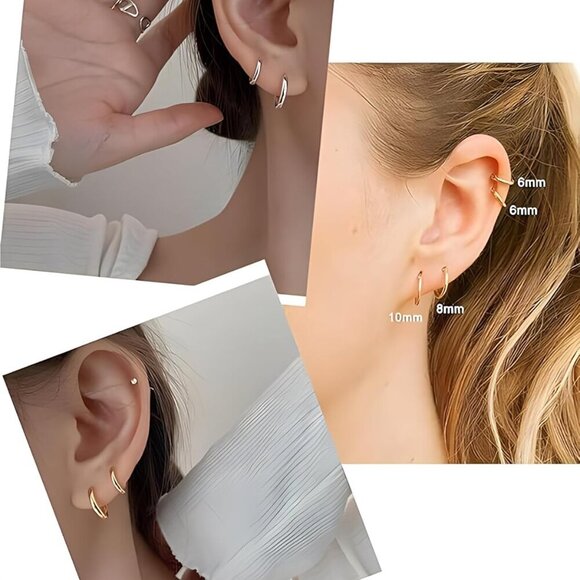 Brand New 316L Surgical Stainless Steel Hoop Earrings (Silver, Multiple Sizes) - Picture 6 of 8